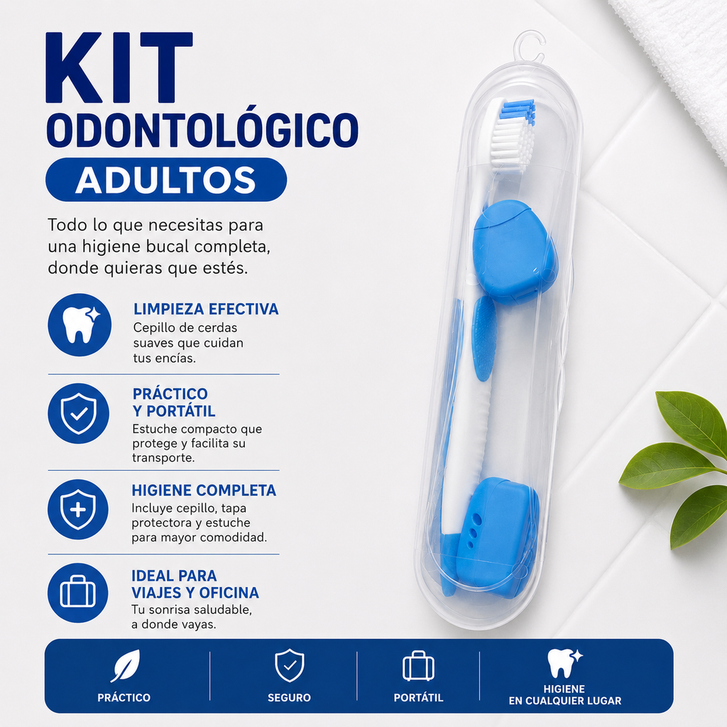 Kit Odontológico para Adultos - Estuche Portátil de Cuidado Oral