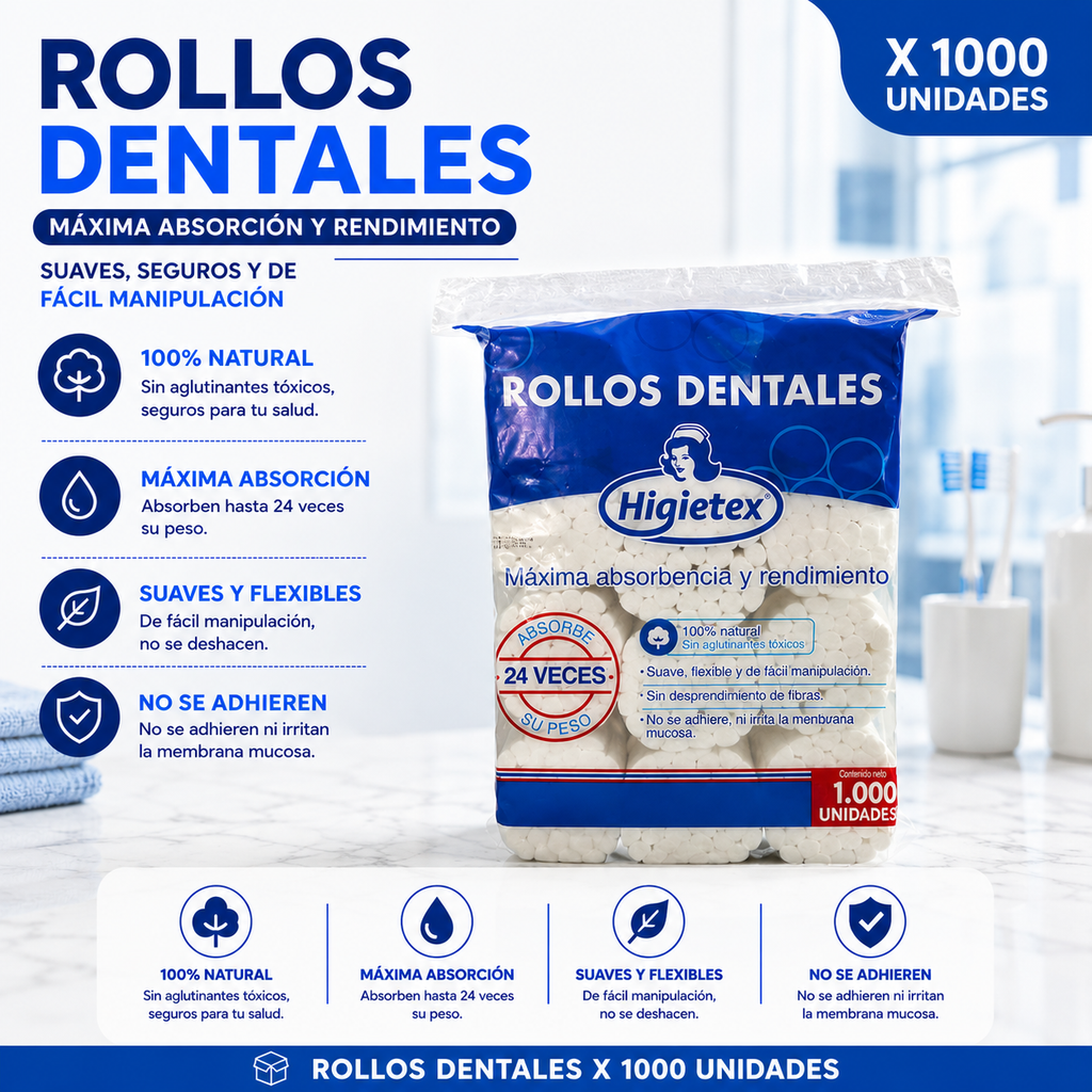 Rollos Dentales higietex  (X 1000 unds)