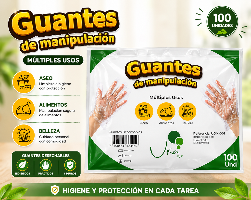 Guantes de Manipulación Desechables Multiusos (Paquete x 100 Unidades)