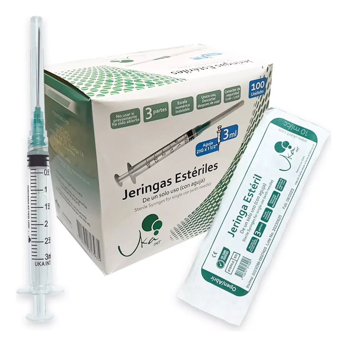 Jeringas Esteriles de 3ml/21G x 100 UND