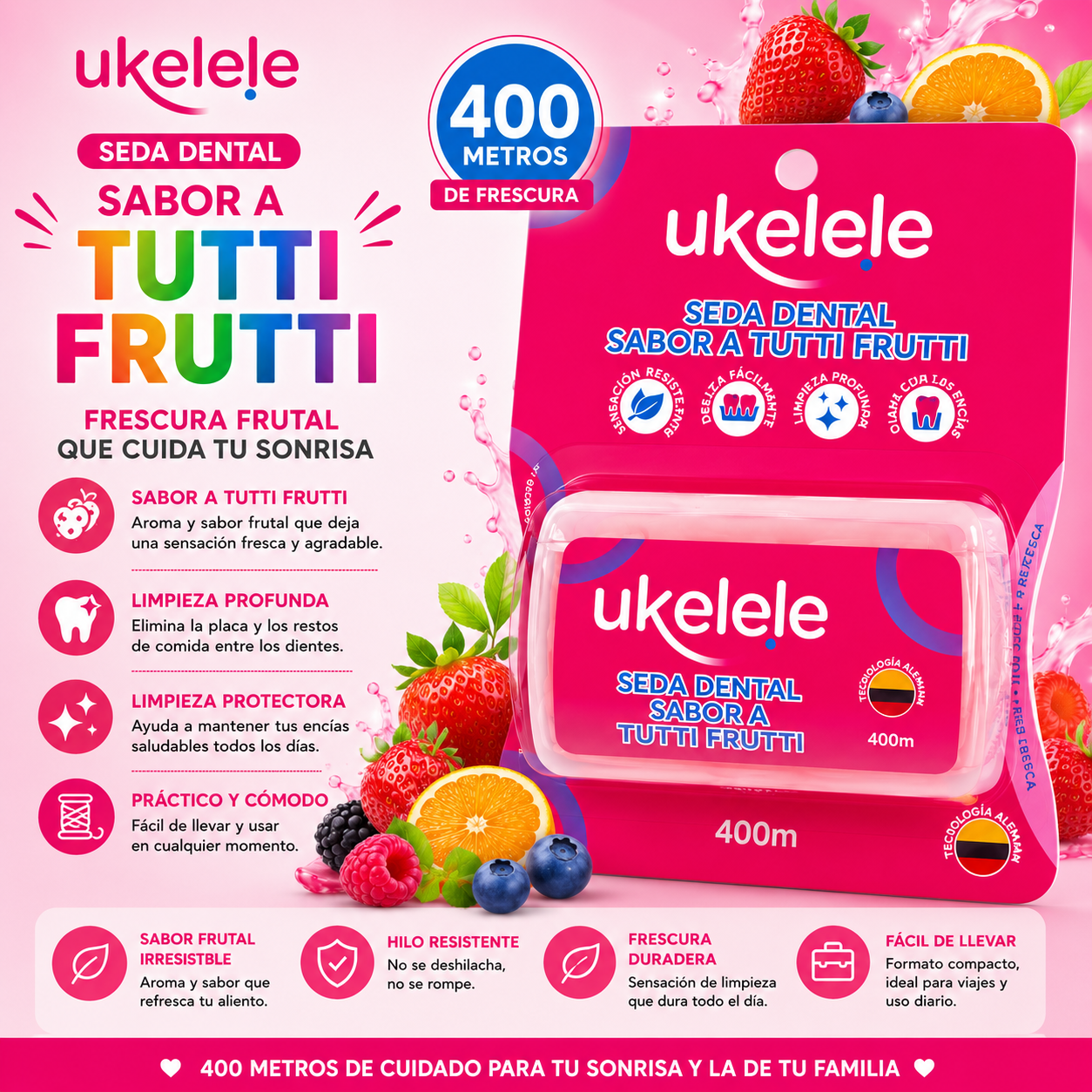 Seda Dental Ukelele tutti frutti x 400 MTRS