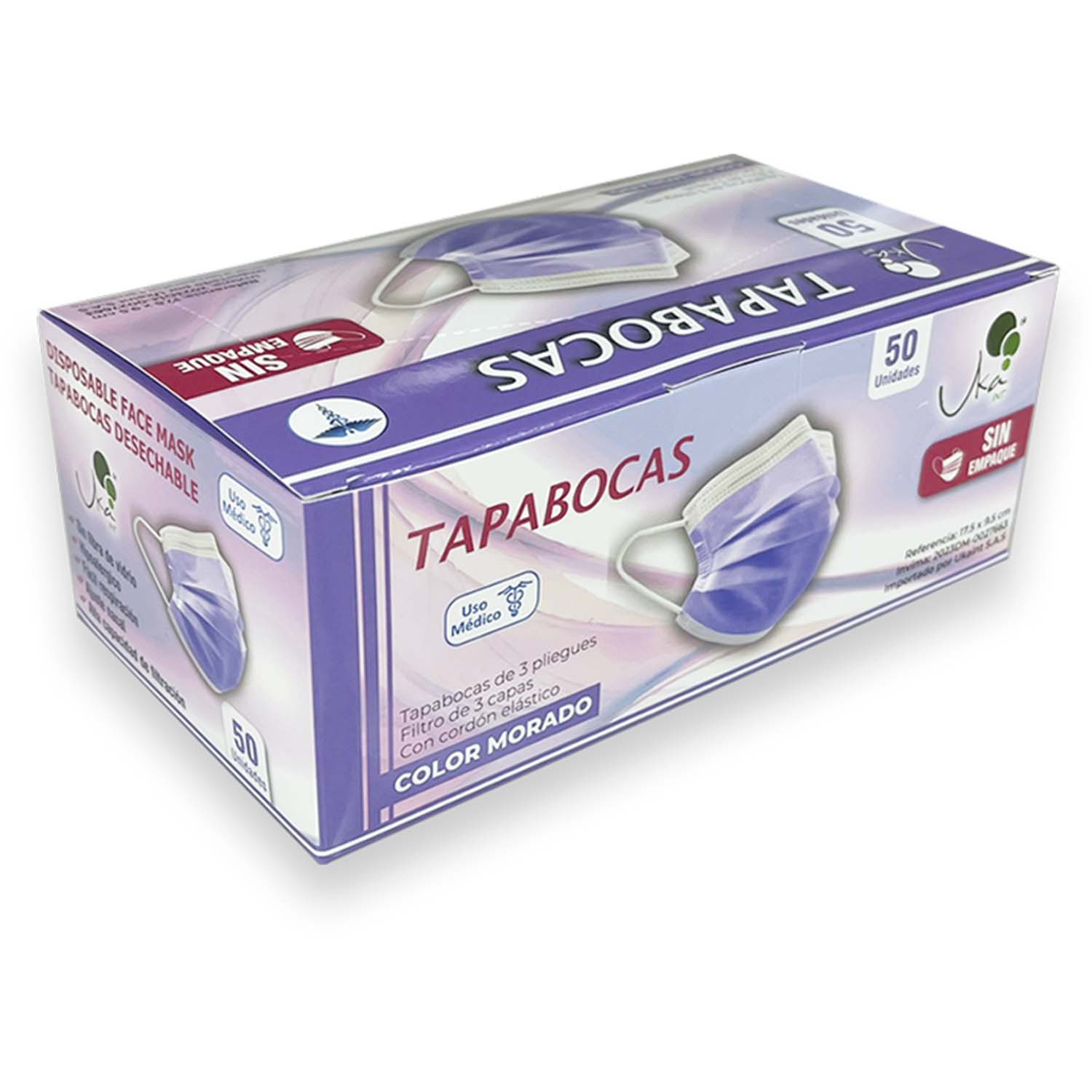 Tapabocas Morado sin Empaque Iindividual x 50 UND
