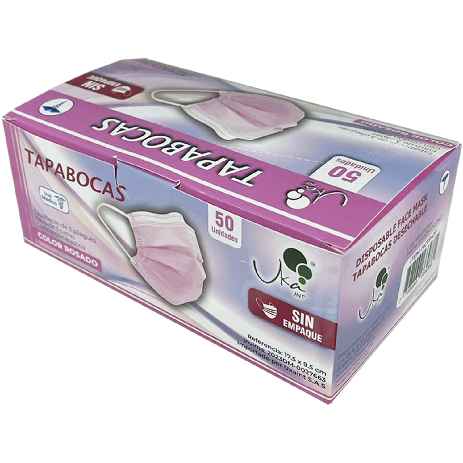 Tapabocas Rosado sin Empaque Individual x 50 UND